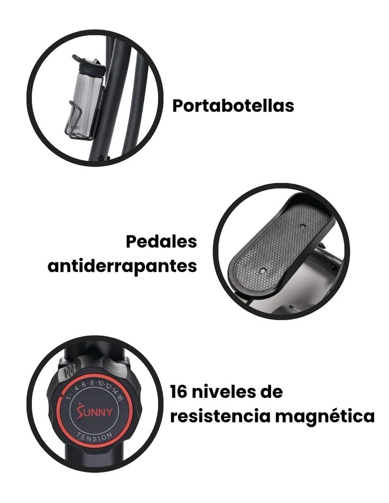 Sunny Health & Fitness Level Smart Magnetic Resistance Elliptical / Elíptica de resistencia magnética inteligente de nivel / SF-E324005 