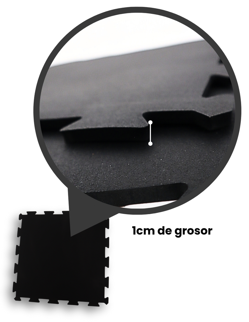 Infinité Piso Comercial 7 mm (+-1mm) 4 lozetas tipo rompecabezas 50x50 cm Negro IF-Piso-N7BLACK