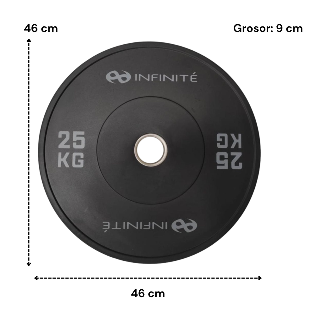 Infinité Bumper Profesional 25 Kg/ Black Bumper Plate 25 Kg IF-BPN25