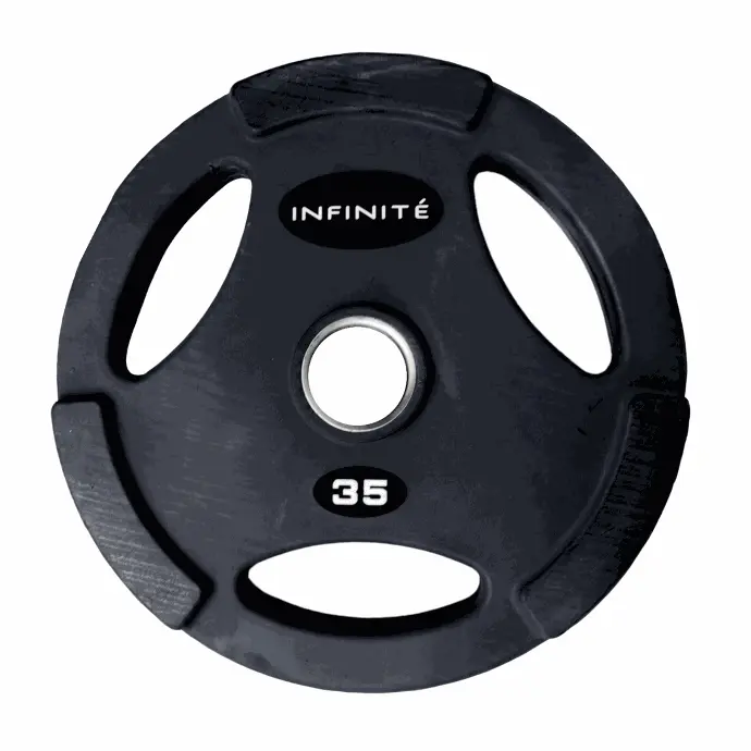 Disco Olimpico Profesional con forro de goma 35 LB Marca Infinité