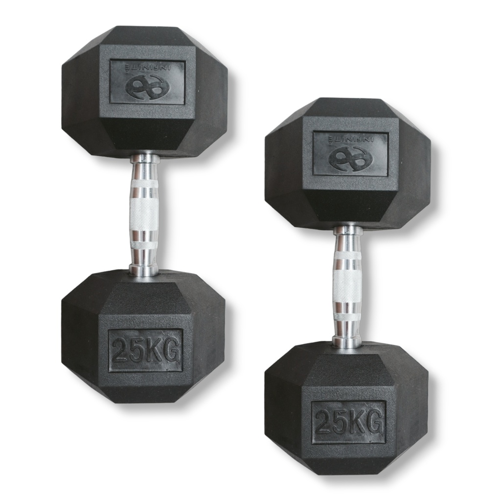 Dumbbell Hex/ Mancuerna Hexagonal 25 KG Marca Infinité