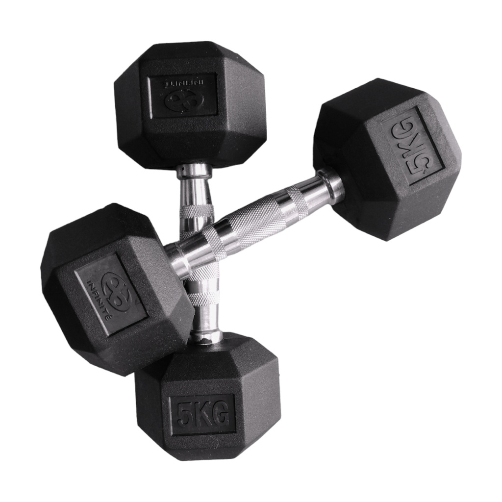 Dumbbell Hex/Mancuerna Hexagonal  5 KG Marca Infinité 