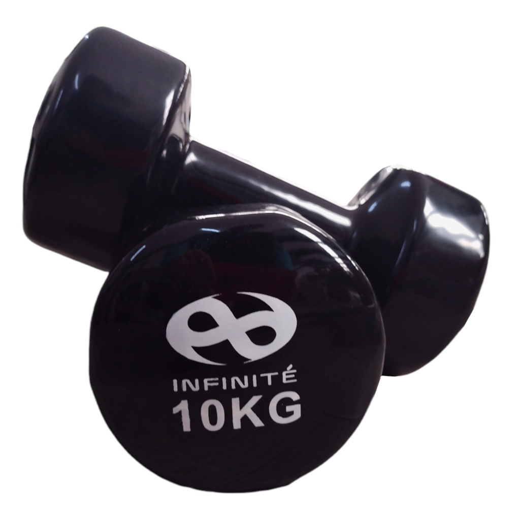 Infinité Par de Mancuernas de Vinil color Negro 10 Kg IF-V10 (IF-PD143-10) 